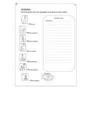 English worksheet: writing about daily activities