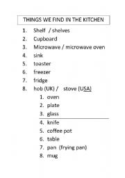 English worksheet: Kitchen vocabulary