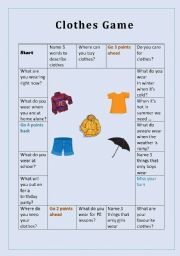 English Worksheet: Clothes Game