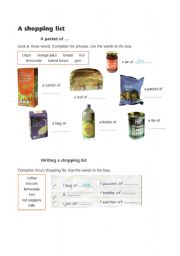 English Worksheet:  A shopping list