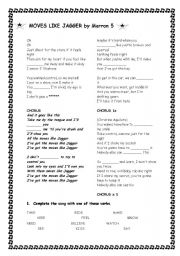 English Worksheet: Song - Moves like Jagger