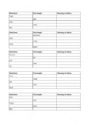 English worksheet: Irregular verbs test