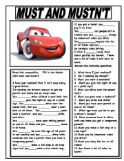 English Worksheet: MUST AND MUSTNT