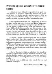 English Worksheet: Special education