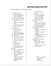 English worksheet: Relative Clauses text 