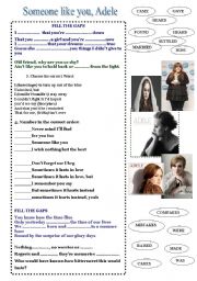 English Worksheet: someone like you (Adele)