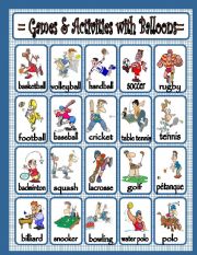 English Worksheet: Games & Activities with Balloons