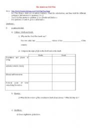 English worksheet: American civil war