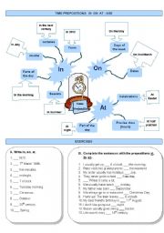 English Worksheet: Time Prepositions: in, on, at