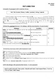 English Worksheet: test correction 8th form