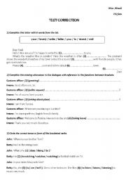 English Worksheet: test correction 7th form