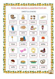 English Worksheet: Food and Drinks Classification #4 (Sweets & Snacks)