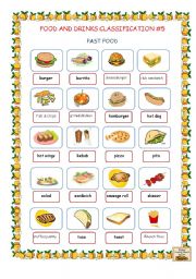 English Worksheet: Food and Drinks Classification #5 (Fast Food)