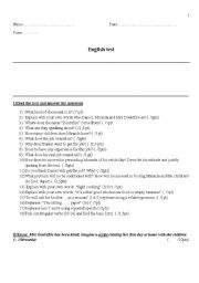 English worksheet: Written Comprehension: Script / dialogue of an extract of Mrs Doudtfire