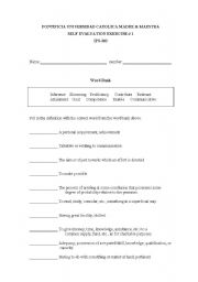 English worksheet: Vocabulary quiz