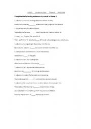 English worksheet: vocabulary