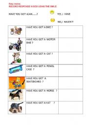 English Worksheet: HAVE YOU GOT..?