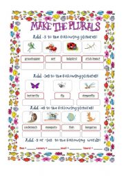 English Worksheet: Plurals with insects and animals