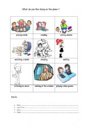 English worksheet: What do you like doing on the plane?