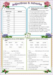 English Worksheet: Adjectives & Adverbs (editable with key)