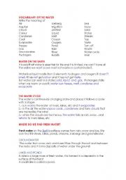 English worksheet:  the water