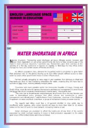 WATER SHORTAGE IN AFRICA