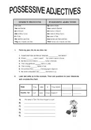 English Worksheet: POSSESSIVE ADJECTIVES