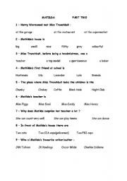 English Worksheet: MATILDA THE MOVIE PART 2