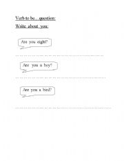 English worksheet: verb to be