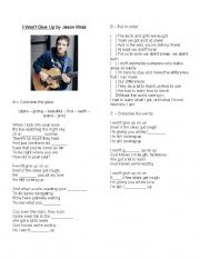 English Worksheet: I wont give up - Jason Mraz