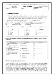 English Worksheet: 7TH FORM