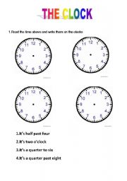 English worksheet: The clock