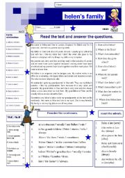 English Worksheet: Helens family (23.01.12)