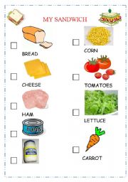 English Worksheet: Cooking Class: My Sandwich