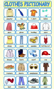 English Worksheet: CLOTHES PICTIONARY