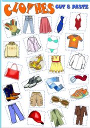 English Worksheet: CLOTHES CUT & PASTE