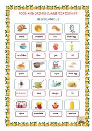 English Worksheet: Food and Drinks Classification #7 (Miscellaneous)