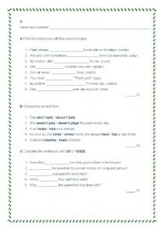 English Worksheet: TESTS PRESENT SIMPLE AND OBJECT PRONOUNS