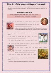 English Worksheet: Months of the year and days of the week - story