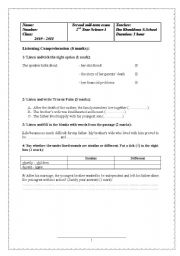English Worksheet: Second year second mid term exam