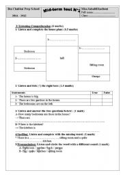 English Worksheet: mid term test 2 for 7th grade