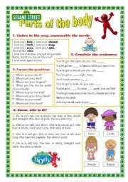 English Worksheet: Parts of the body (Sesame Street)