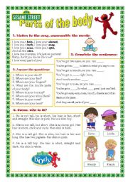 English Worksheet: Parts of the body (Sesame Street)