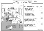 English Worksheet: furniture and prepositions paractice