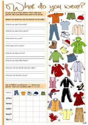 English Worksheet: What do you wear?