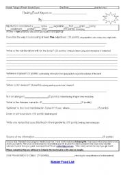 English Worksheet: healthy food report form