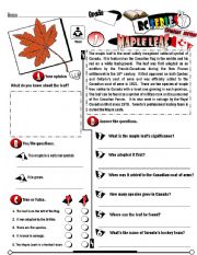 English Worksheet: RC Series_Canadian Edition_01 Maple Leaf  (Fully Editable)