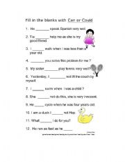 English worksheet: can / could