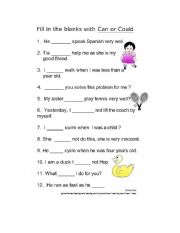 English Worksheet: can / could