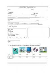 English Worksheet: PRESENT SIMPLE AND FREE TIME